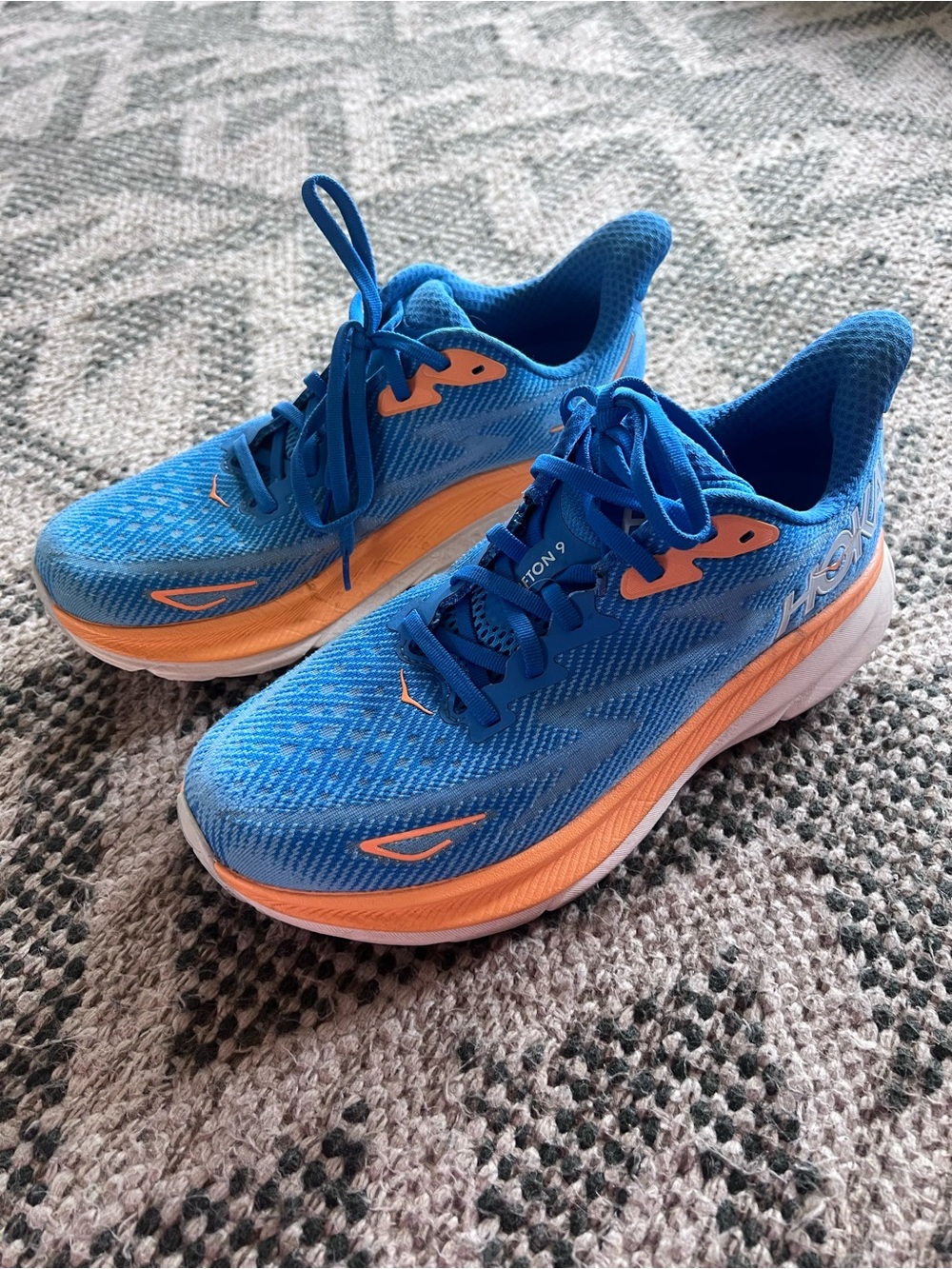 Hoka Blue with Orange Accent Running Sneakers 8